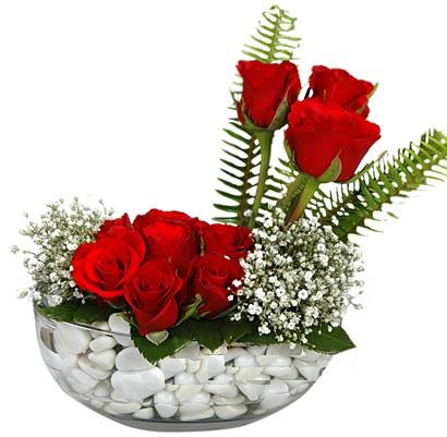 cam içerisinde 9 adet kirmizi gül  Bursa çiçek satışı 