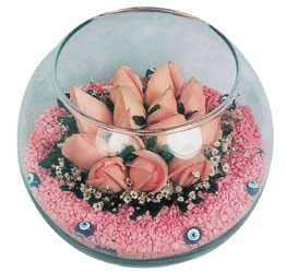  Bursa çiçek yolla  cam fanus içerisinde 10 adet gül