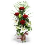  Bursa çiçek online çiçek siparişi  4 adet kirmizi gül 1 dal kazablanka çiçegi