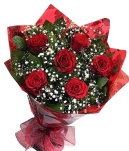 6 adet kırmızı gülden buket  Bursa uluslararası çiçek gönderme 