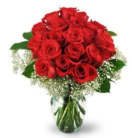 25 adet kırmızı gül cam vazoda  Bursa yurtiçi ve yurtdışı çiçek siparişi 
