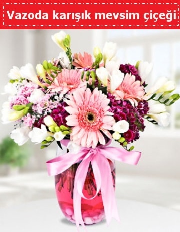 Vazoda karışık mevsim çiçeği  Bursa yurtiçi ve yurtdışı çiçek siparişi 