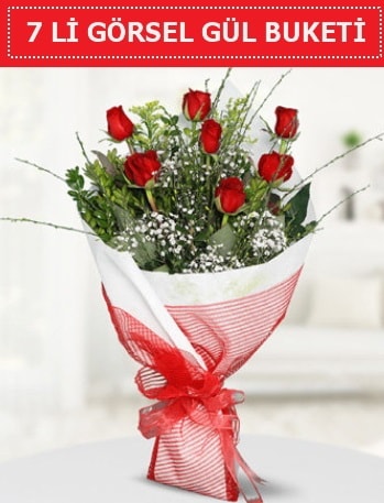 7 adet kırmızı gül buketi Aşk budur  Bursa güvenli kaliteli hızlı çiçek 
